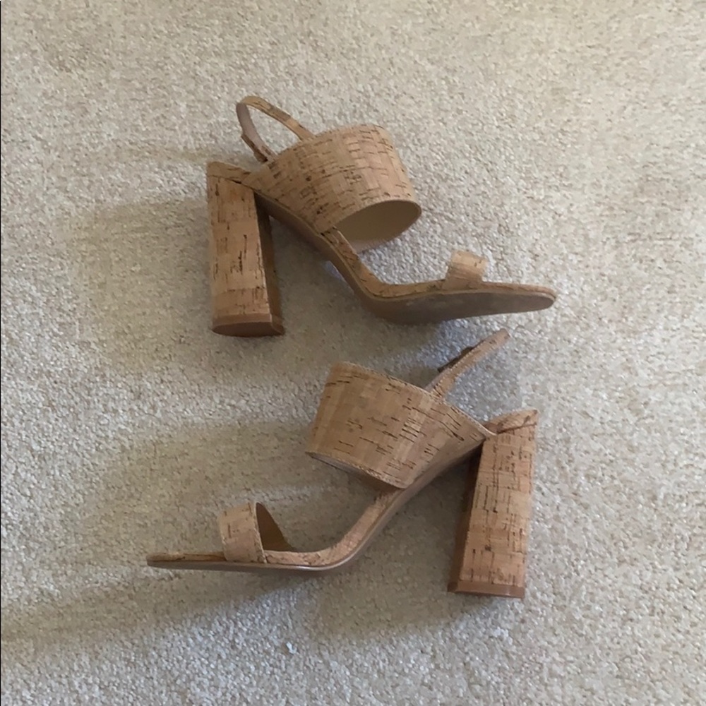 Cork chunky heels